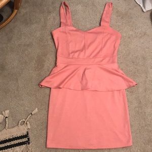 Cute Peach Peplum Styled Dress